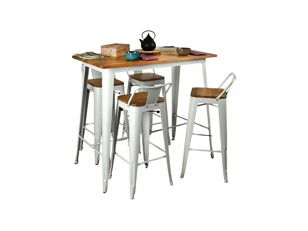 Ensemble table haute et tabourets métal industriel
