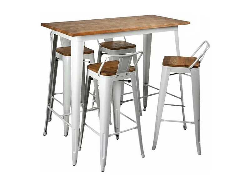 Ensemble table haute et tabourets métal industriel