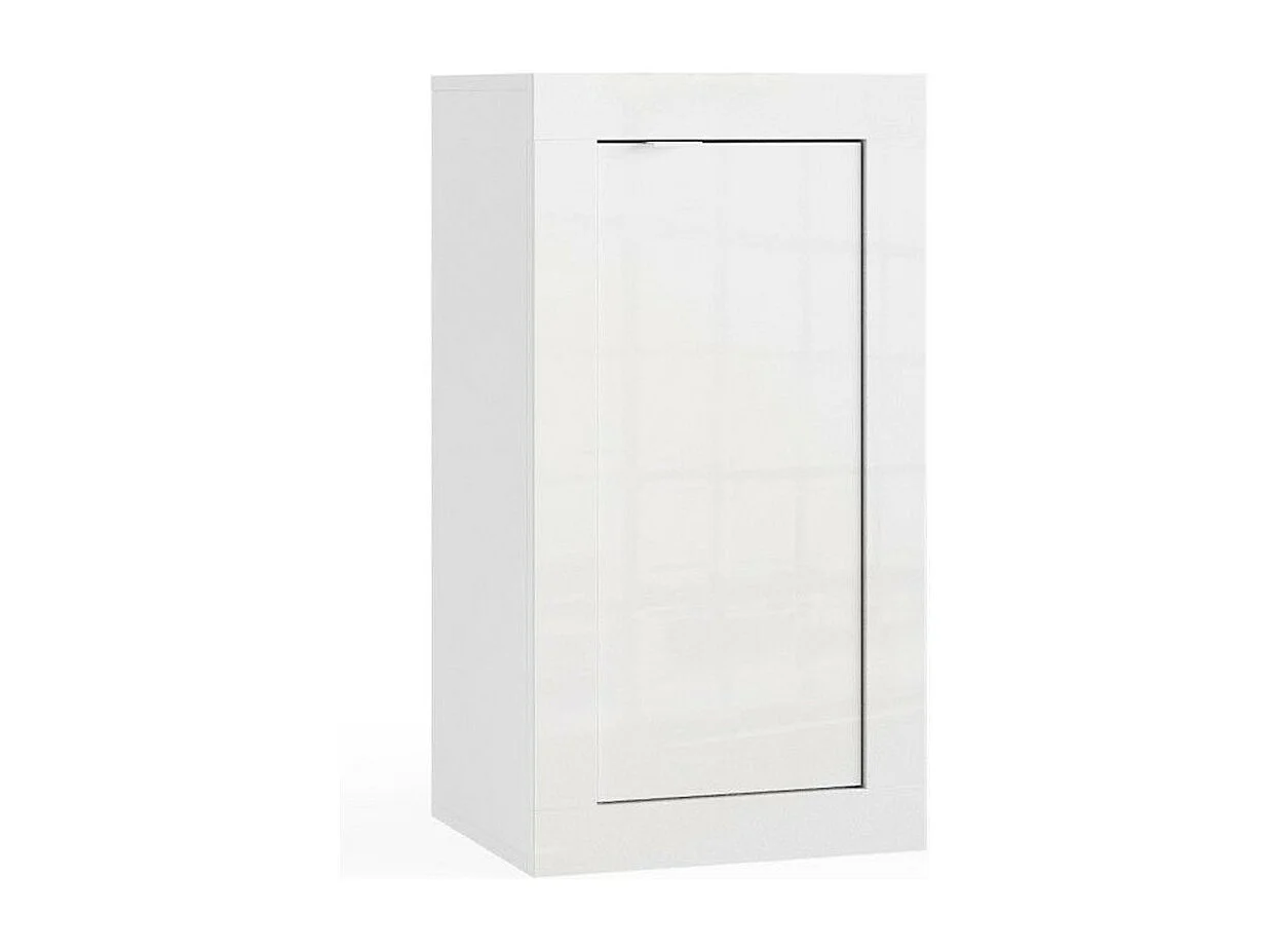 Meuble de rangement ISORA – 1 porte, 2 étagères – Blanc laqué brillant – Design moderne