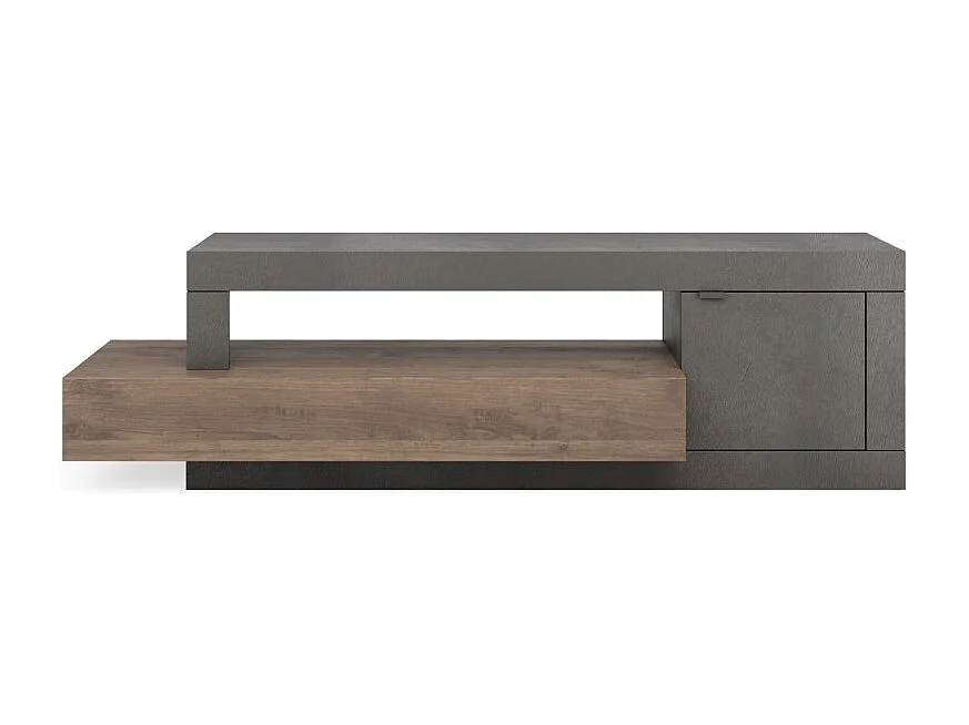 Buffetkast met 1 deur en 3 laden, collectie DOMI, antracietgrijs/donkereiken, voor een design woonkamer