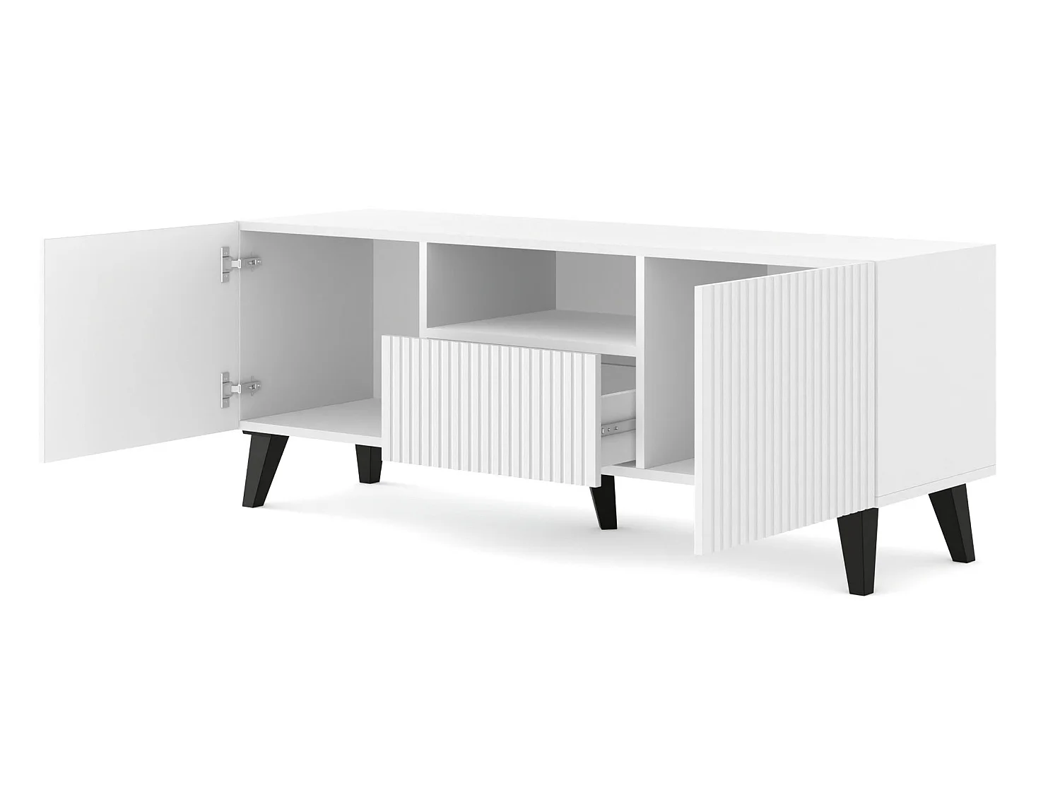 Mobile TV RAVENNA B 150 cm 2D1S bianco opaco + piedi neri