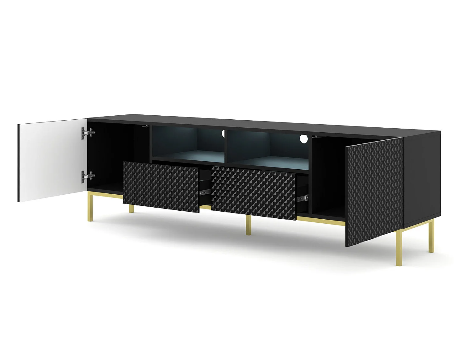 TV-meubel RAVENNA C 200 cm 2D2S glanzend zwart