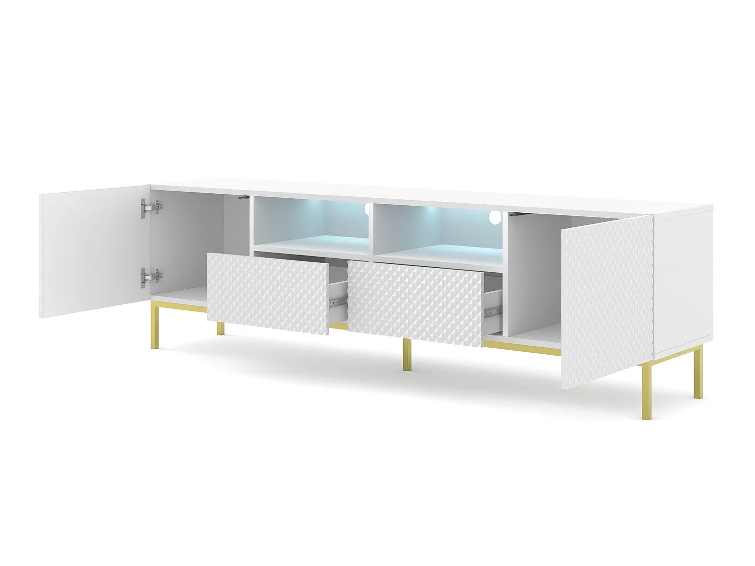 TV-meubel RAVENNA C 200 cm 2D2S glanzend wit