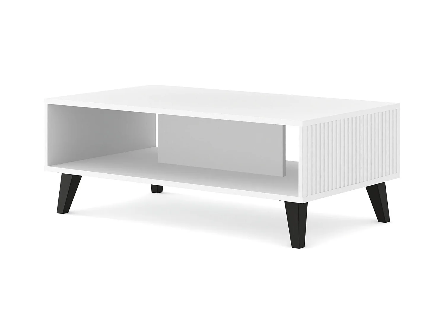 Table basse RAVENNA B 90x60 cm blanc mat + pieds noirs