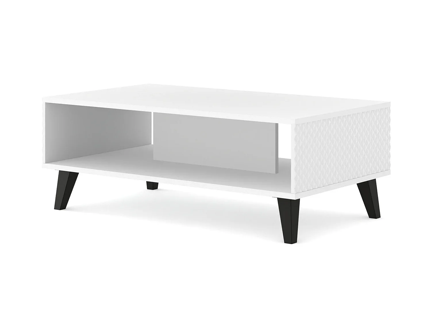 Mesa de centro RAVENNA C 90x60 cm blanco brillo + patas negras