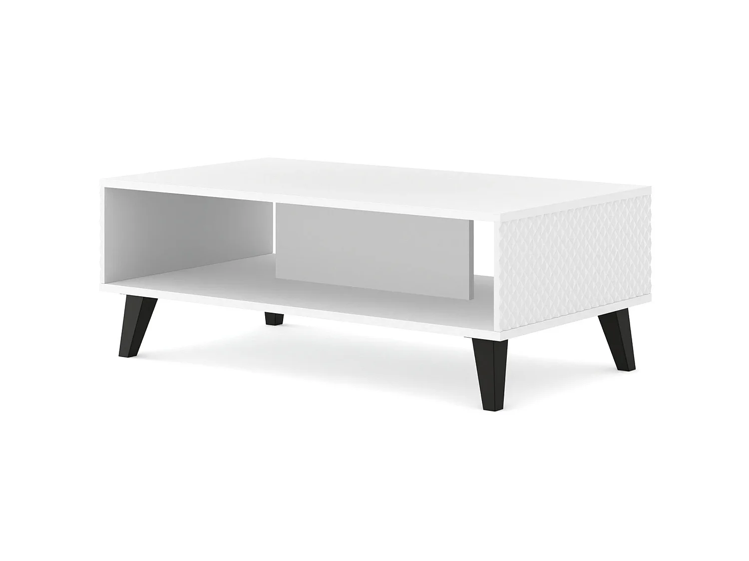 Salontafel RAVENNA C 90x60 cm glanzend wit + zwarte poten