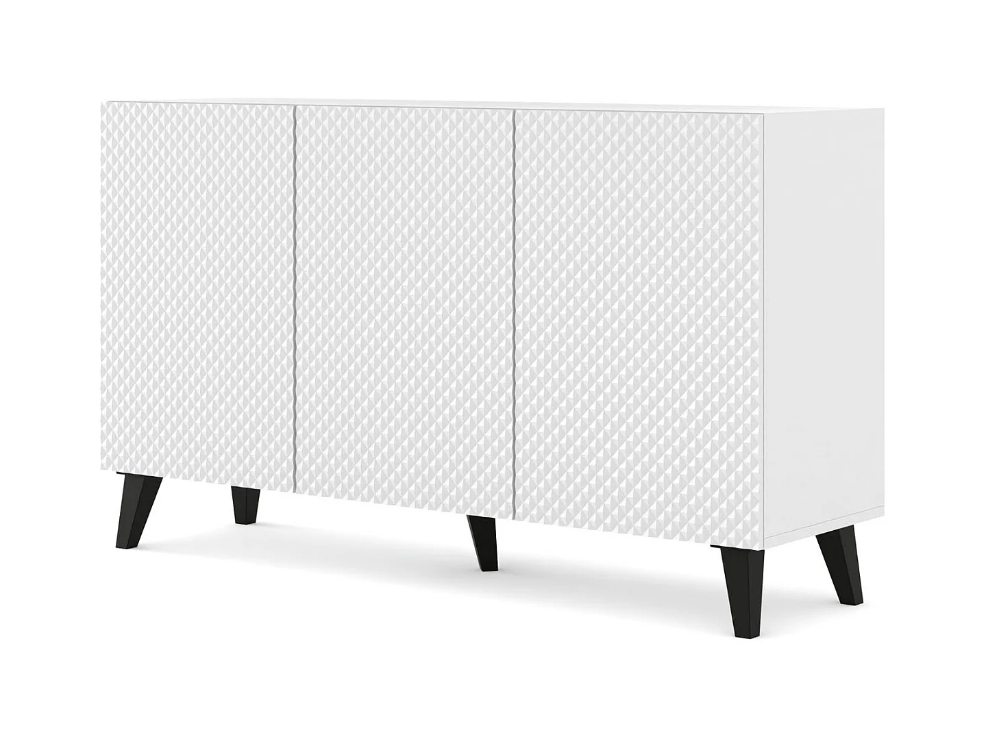Ladenkast RAVENNA C 150 cm 3D glanzend wit + zwarte poten