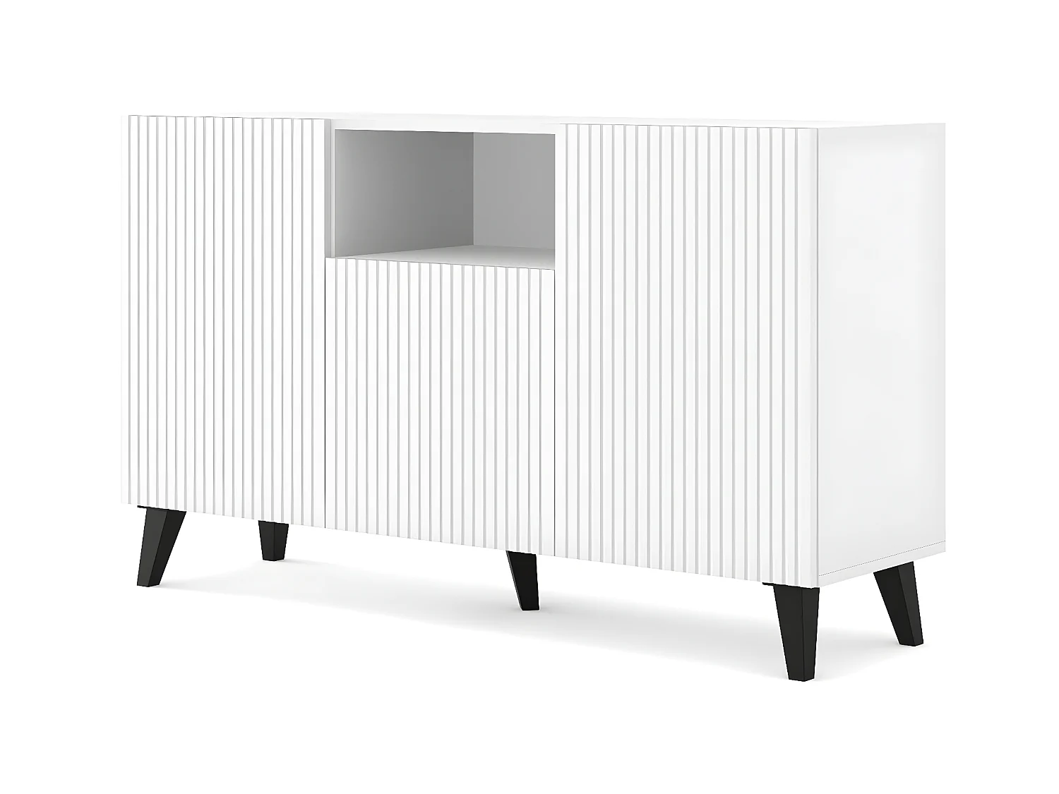 Commode RAVENNA B 150 cm 2D1DM blanc mat + pieds noirs
