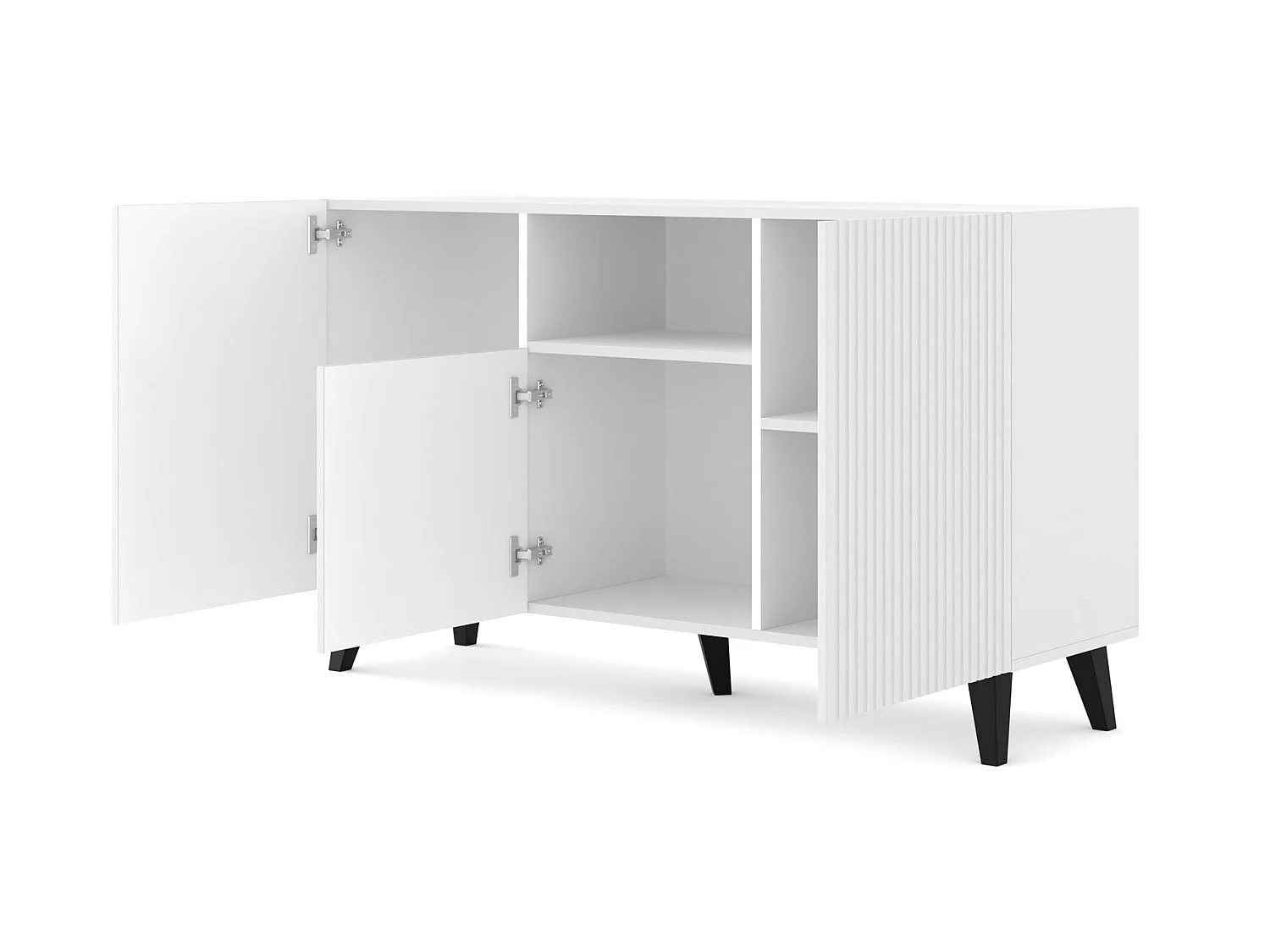 Kommode RAVENNA B 150 cm 2D1DM Weiß Matt + Schwarze Beine