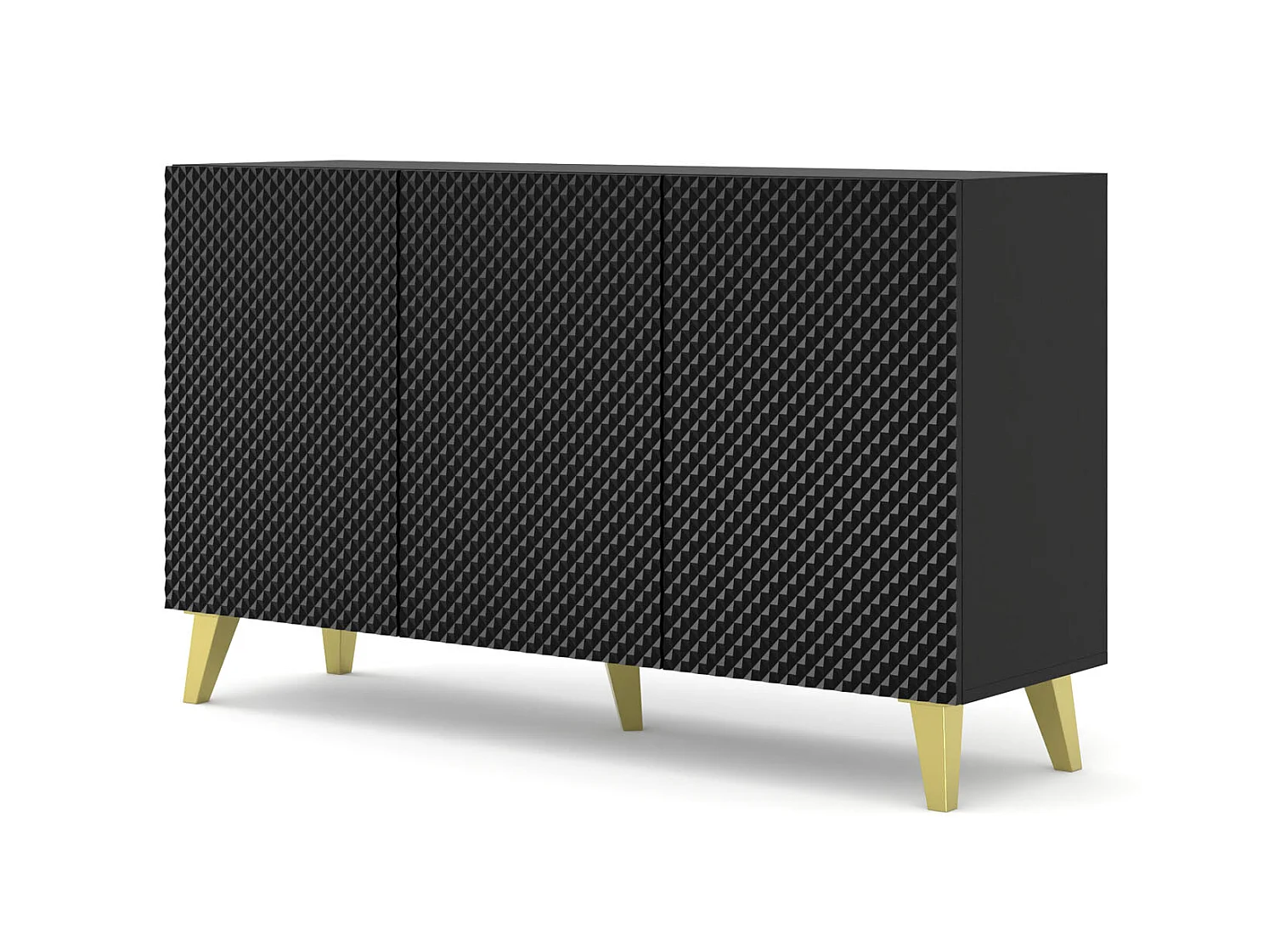 Ladenkast RAVENNA C 150 cm 3D glanzend zwart + gouden poten