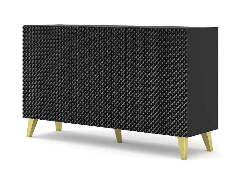 Ladenkast RAVENNA C 150 cm 3D glanzend zwart + gouden poten