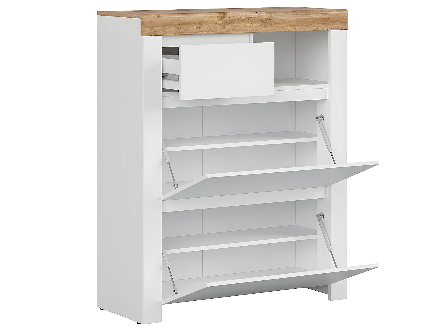 Hohes Schuhmöbel Hella Weiß und Holz