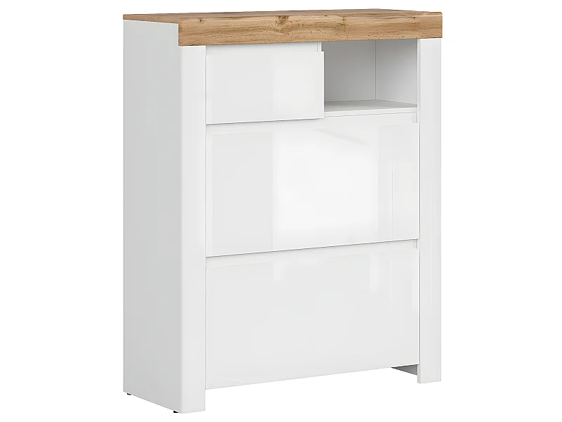 Hohes Schuhmöbel Hella Weiß und Holz