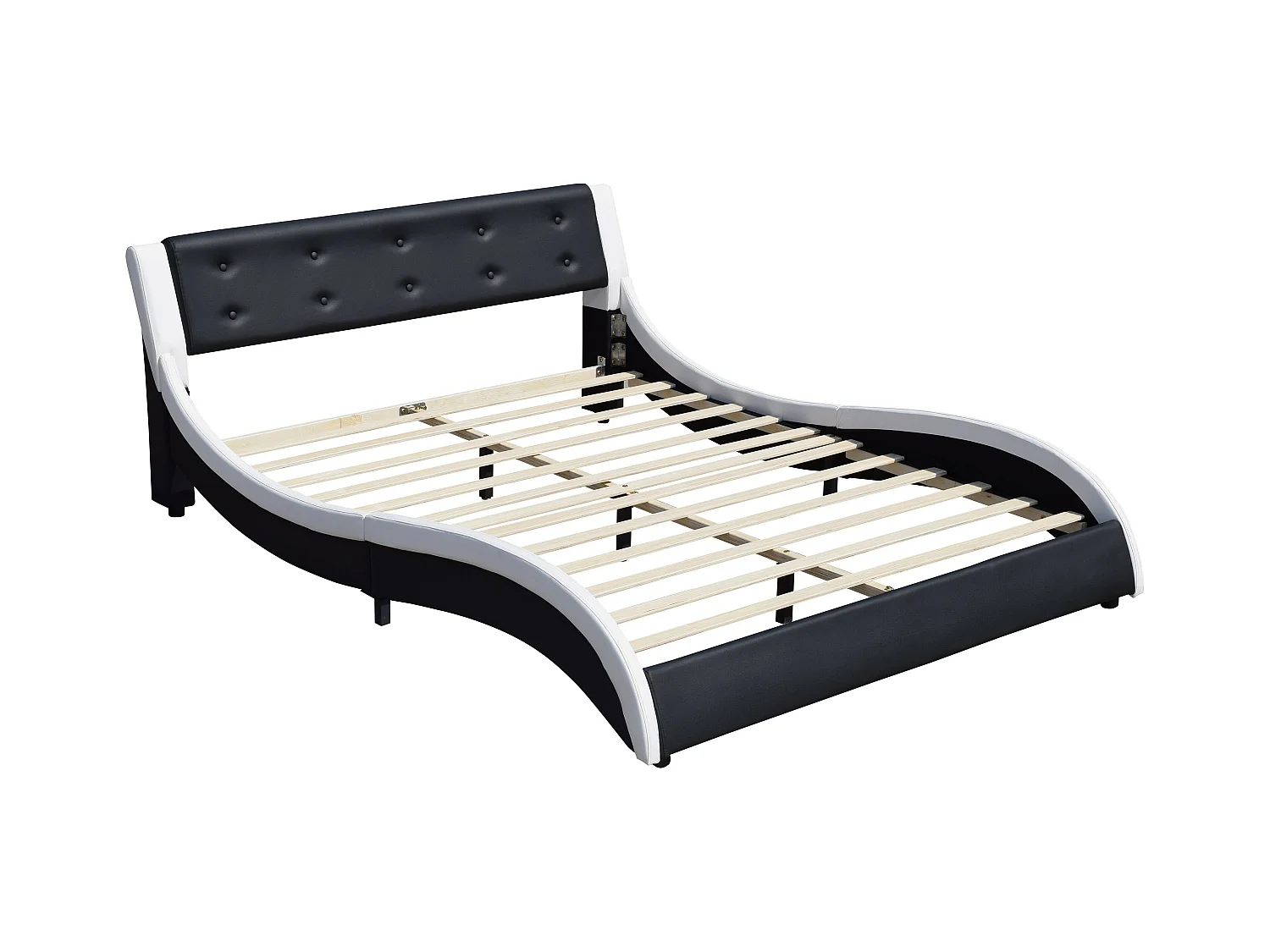 Lit mathis pour matelas 140x190 - Sommier + Tête de Lit Couleur BLANC & NOIR