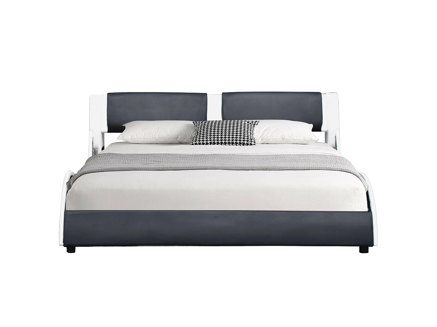 Lit clara pour matelas 140x190 - Sommier + Tête de Lit Couleur BLANC & NOIR