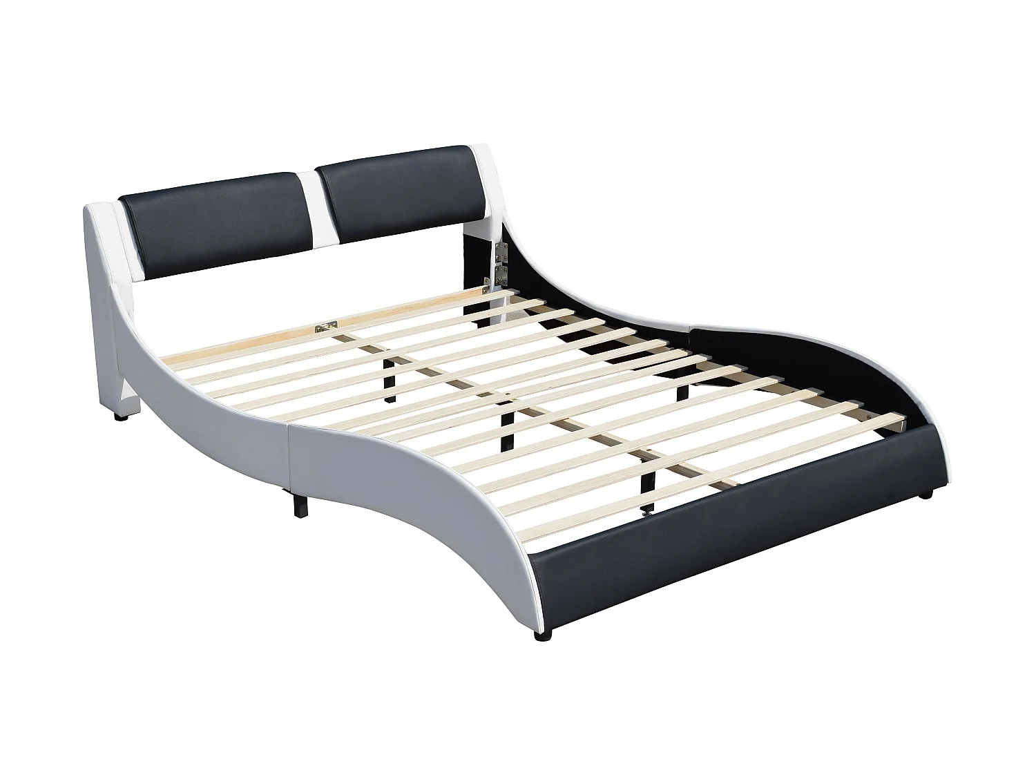 Lit clara pour matelas 140x190 - Sommier + Tête de Lit Couleur BLANC & NOIR
