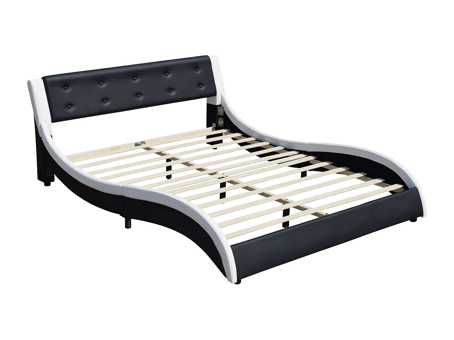 Lit mathis pour matelas 160x200 - Sommier + Tête de Lit Couleur BLANC & NOIR