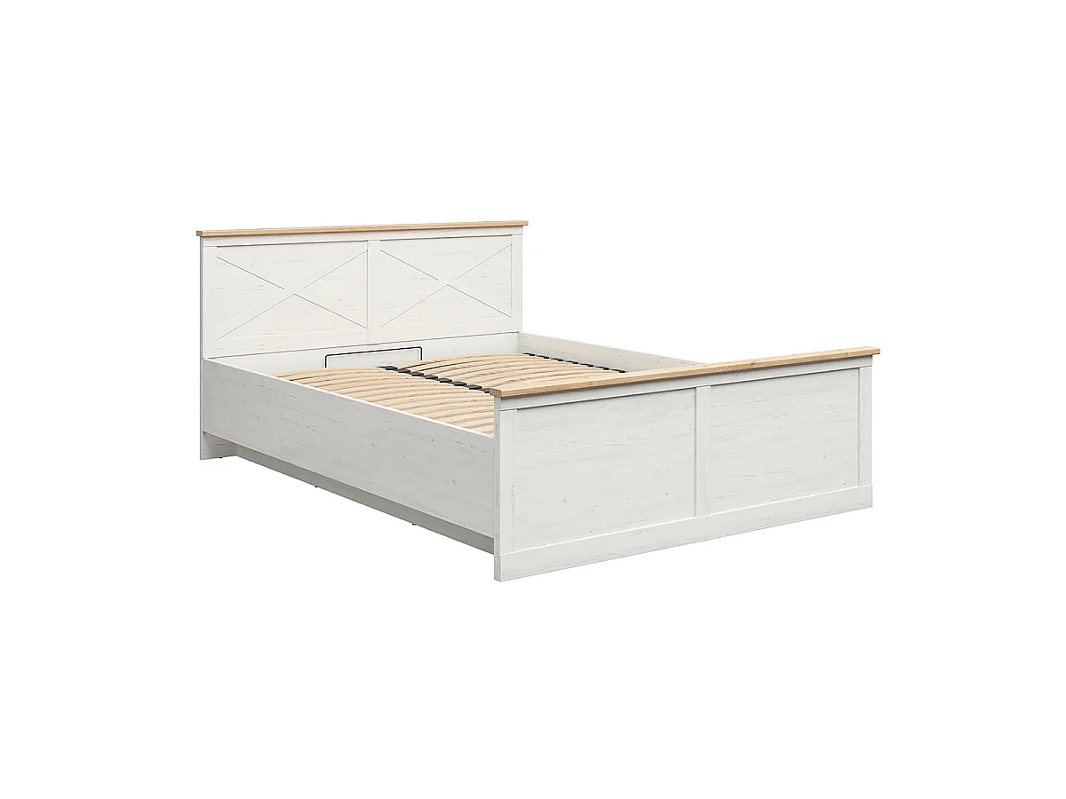 Victoria boxseng 160x200 med lamelbund Hvid og træ