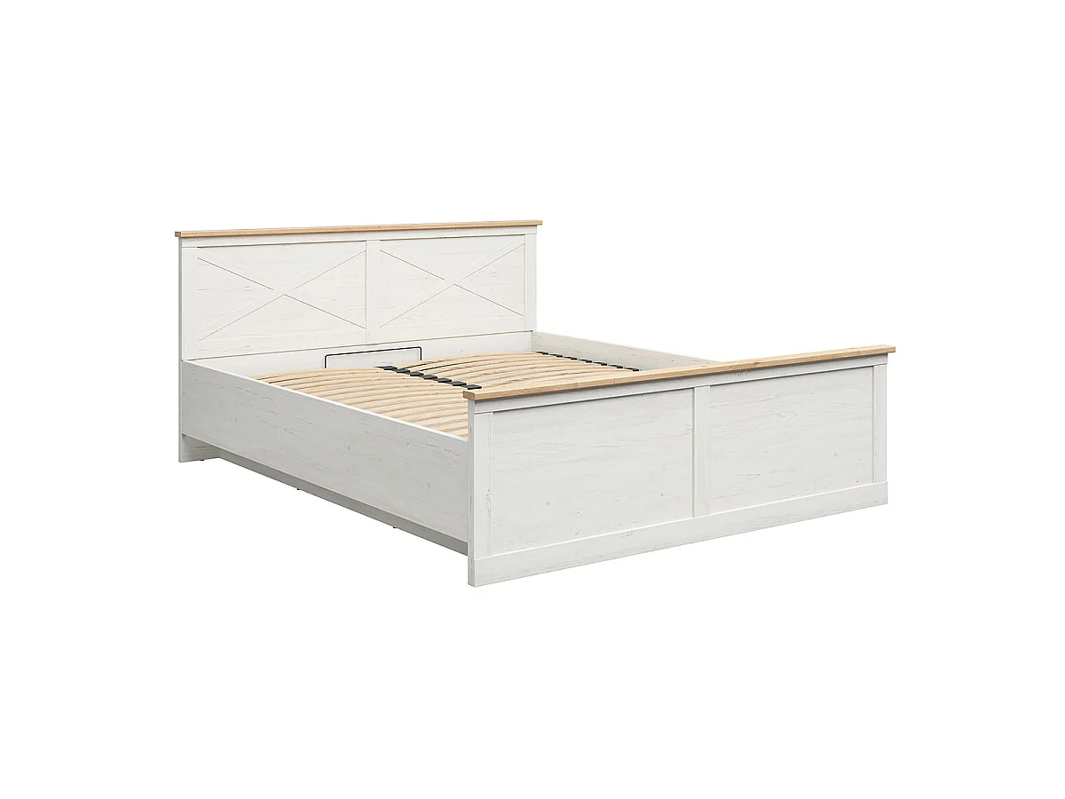 Victoria boxseng 180x200 med lamelbund Hvid og træ