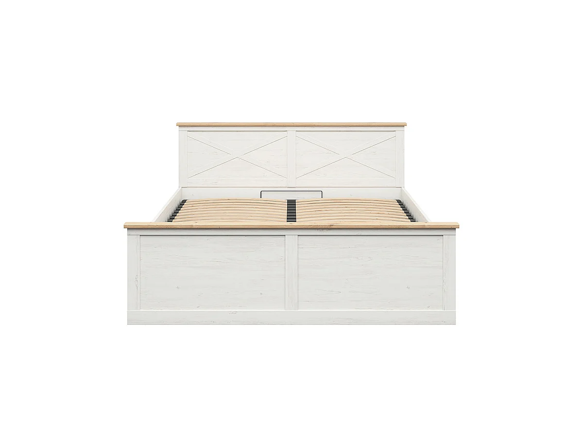 Victoria boxseng 180x200 med lamelbund Hvid og træ