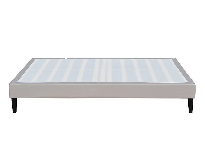 Sommier déhoussable 160x200 cm gris avec pieds 20 cm et 2x13 lattes - Anna PVC et mousse