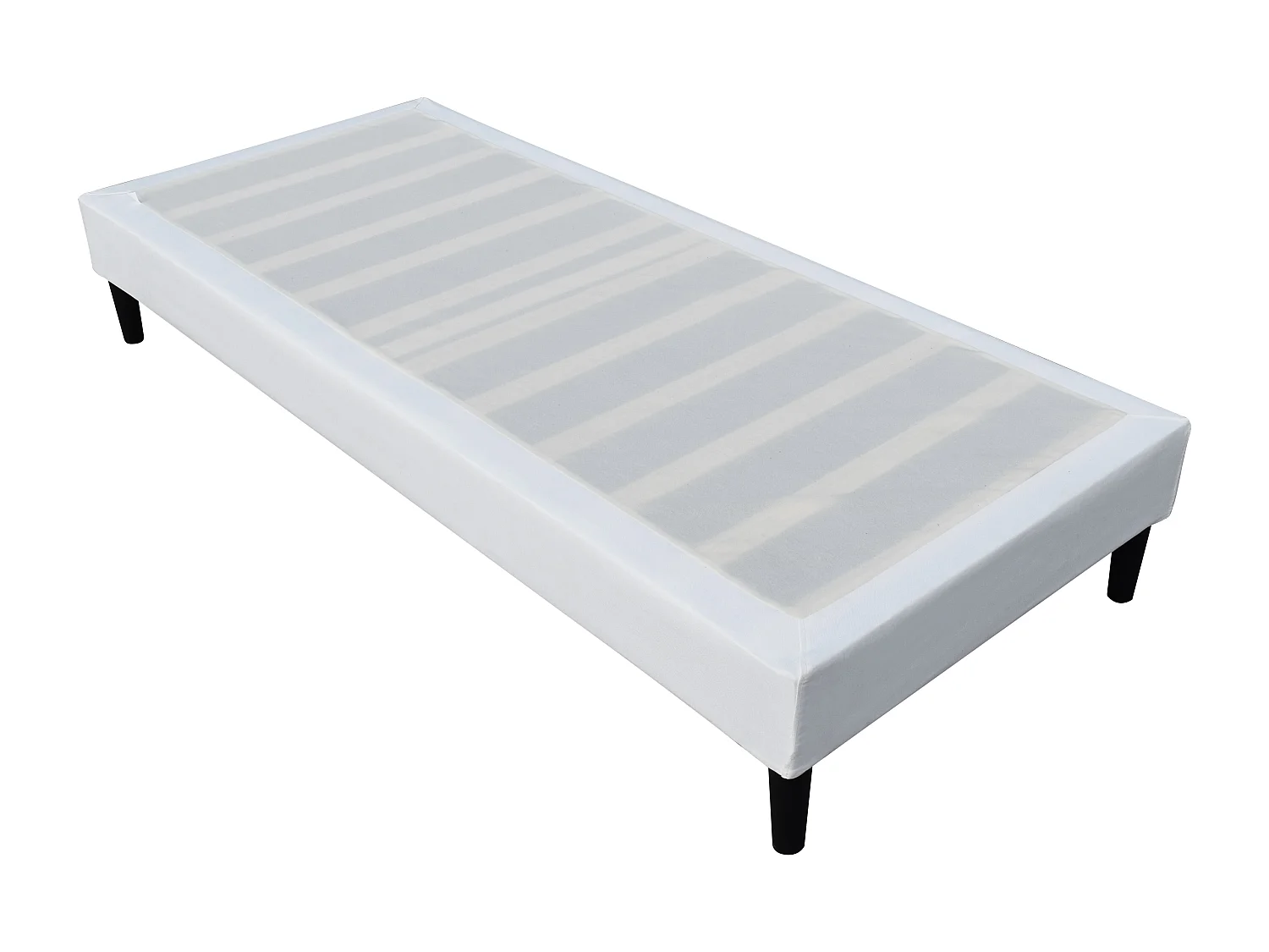Sommier 70x190 cm déhoussable blanc avec pieds 20 cm et 13 lattes - Anna - revêtement PVC 220g/m2