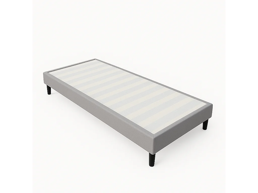 Sommier 80x200 cm déhoussable gris avec pieds 20 cm et 13 lattes - Anna