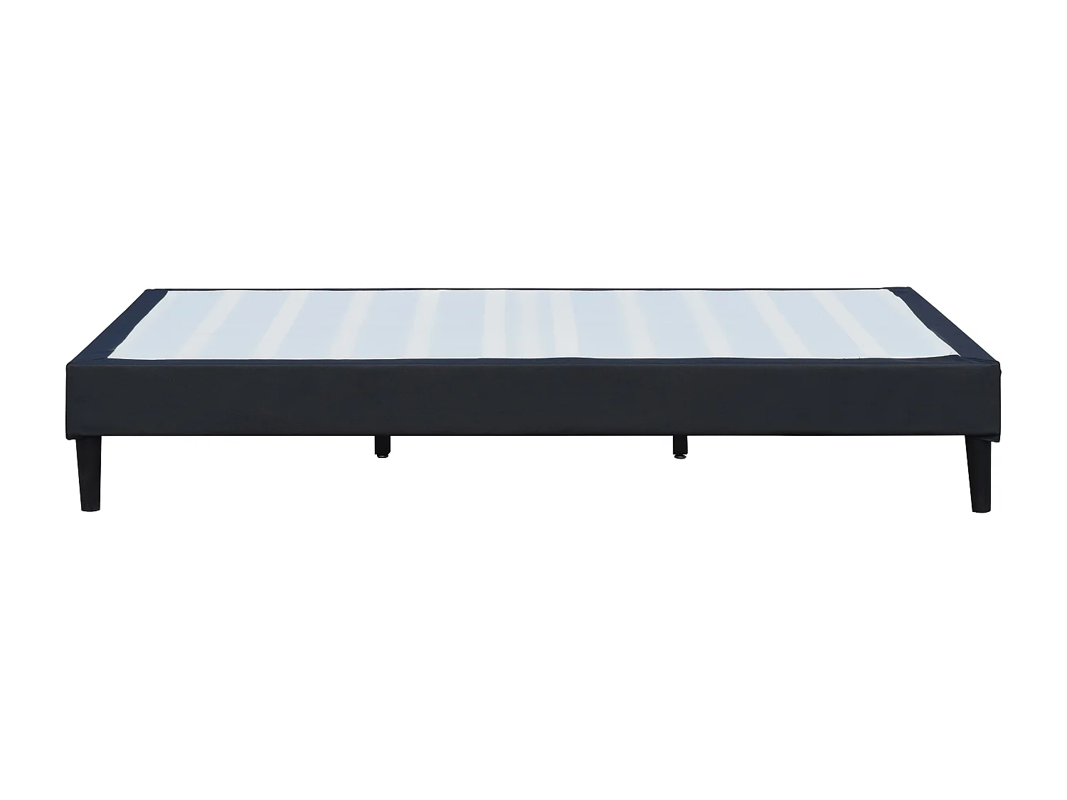 Sommier 80x200 cm déhoussable noir avec pieds 20 cm et 13 lattes Anna en tissu PVC et mousse PU