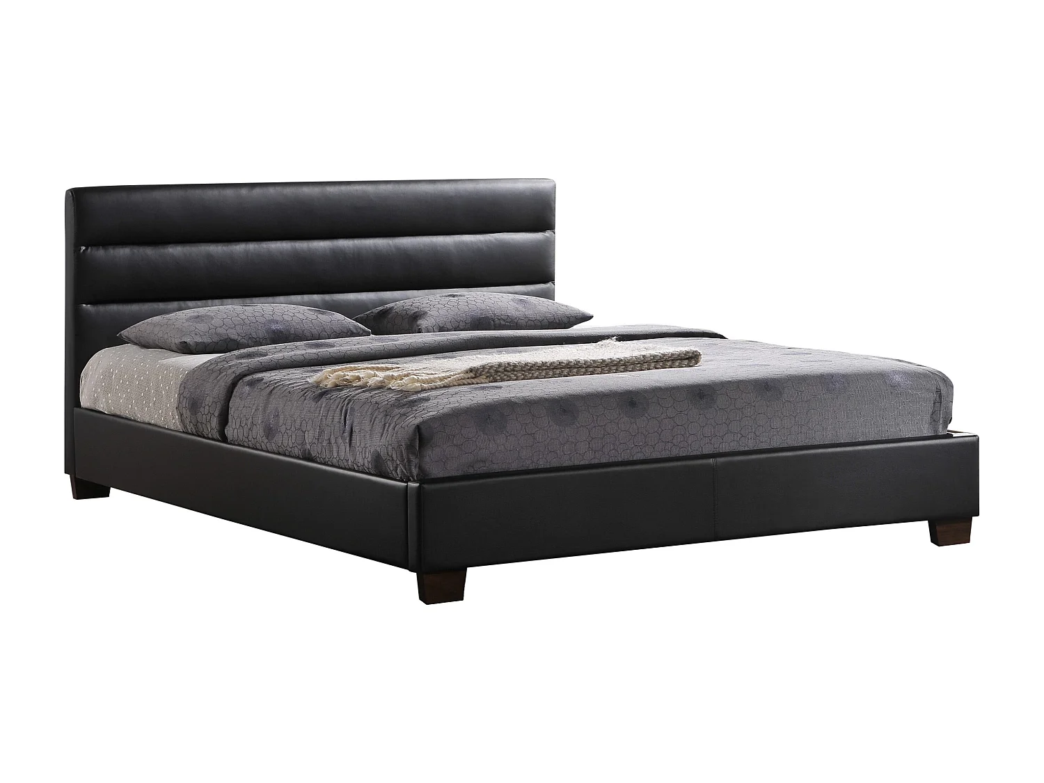 Lit 160 x 200 cm - Simili - Noir - FAUSTIN