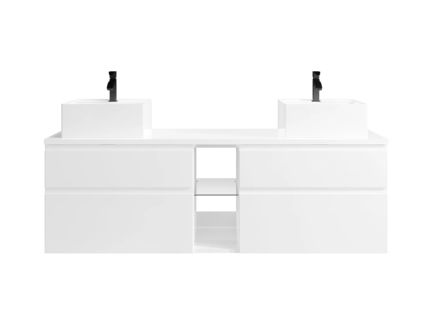 Set per bagno sospeso con doppio lavabo Bianco - MAGDALENA