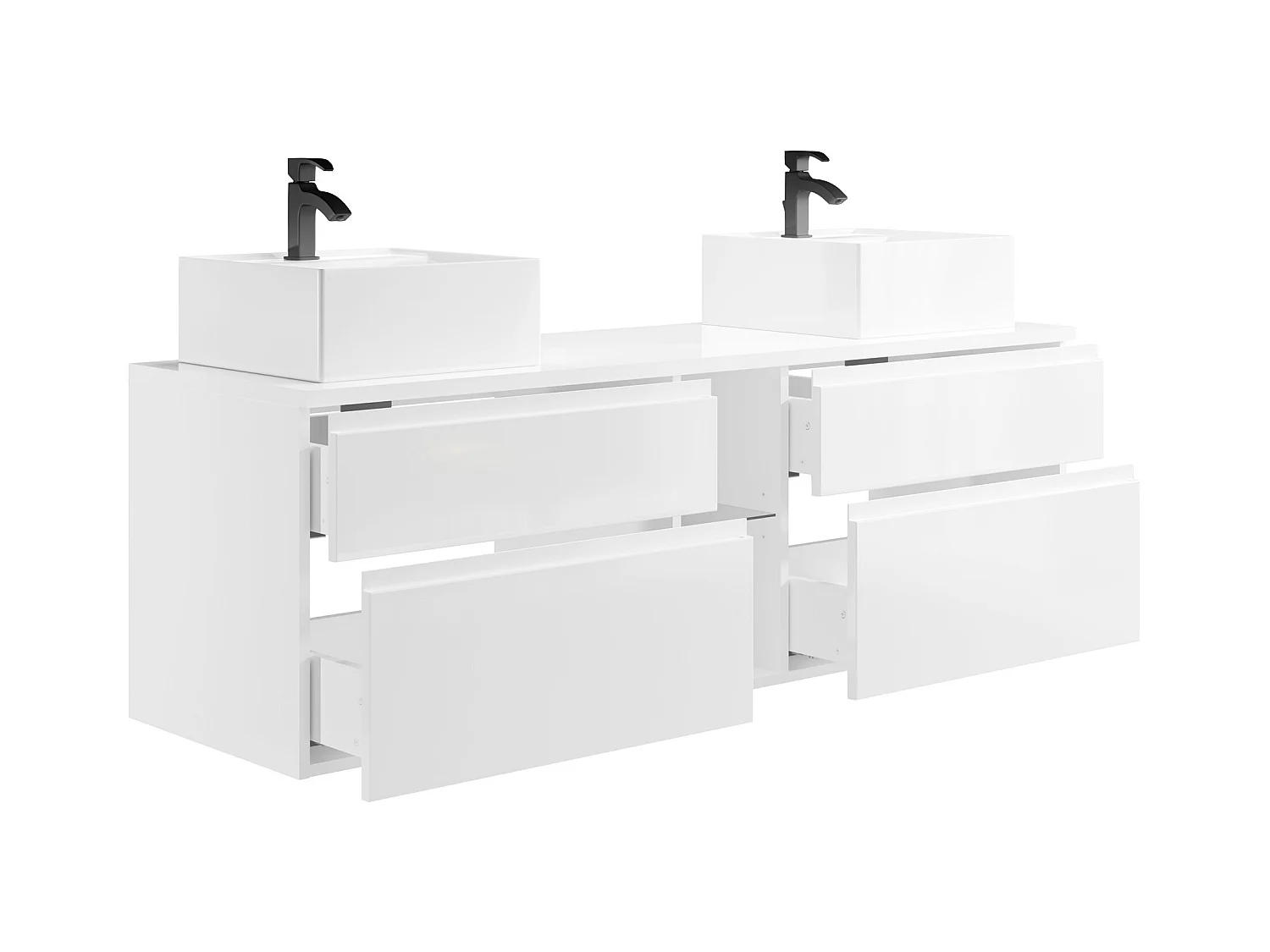 Set per bagno sospeso con doppio lavabo Bianco - MAGDALENA