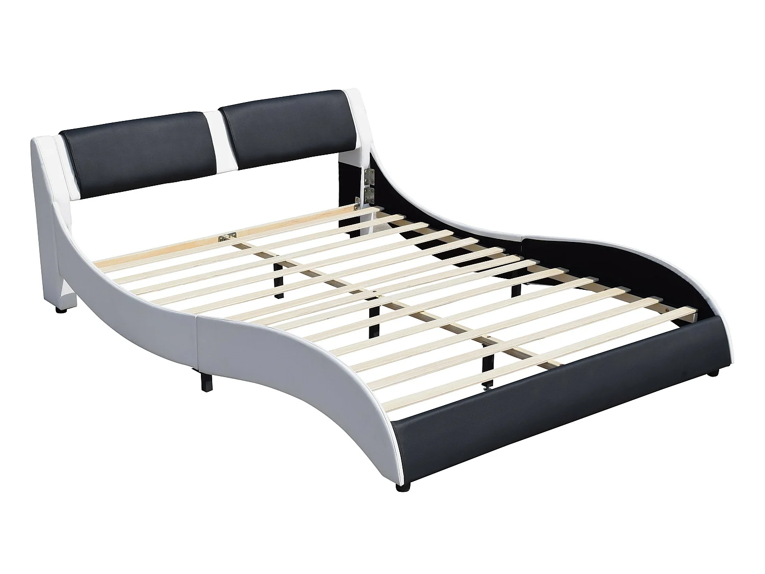 Lit clara pour matelas 140x190 - Sommier + Tête de Lit Couleur BLANC & NOIR