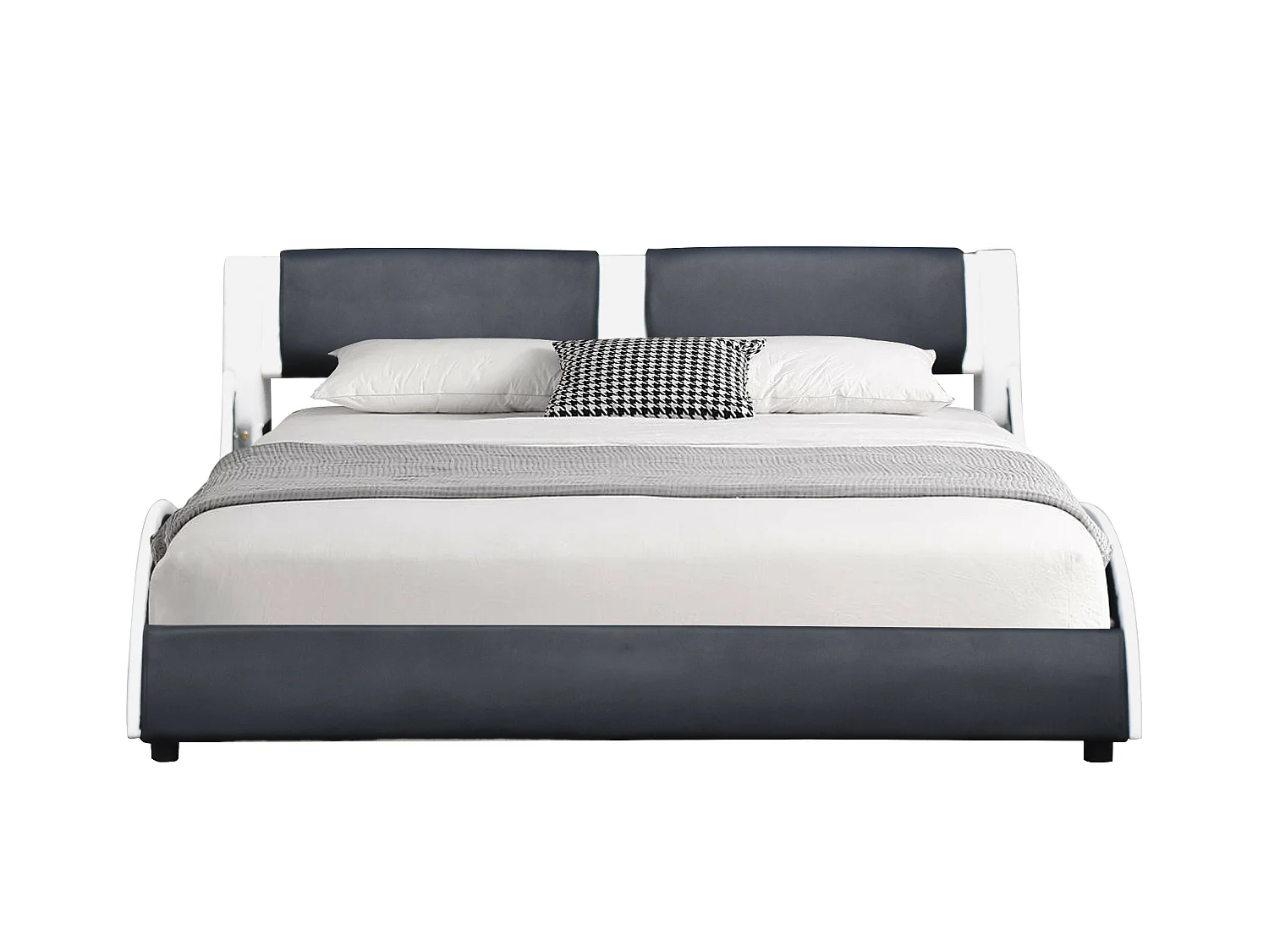 Lit clara pour matelas 140x190 - Sommier + Tête de Lit Couleur BLANC & NOIR