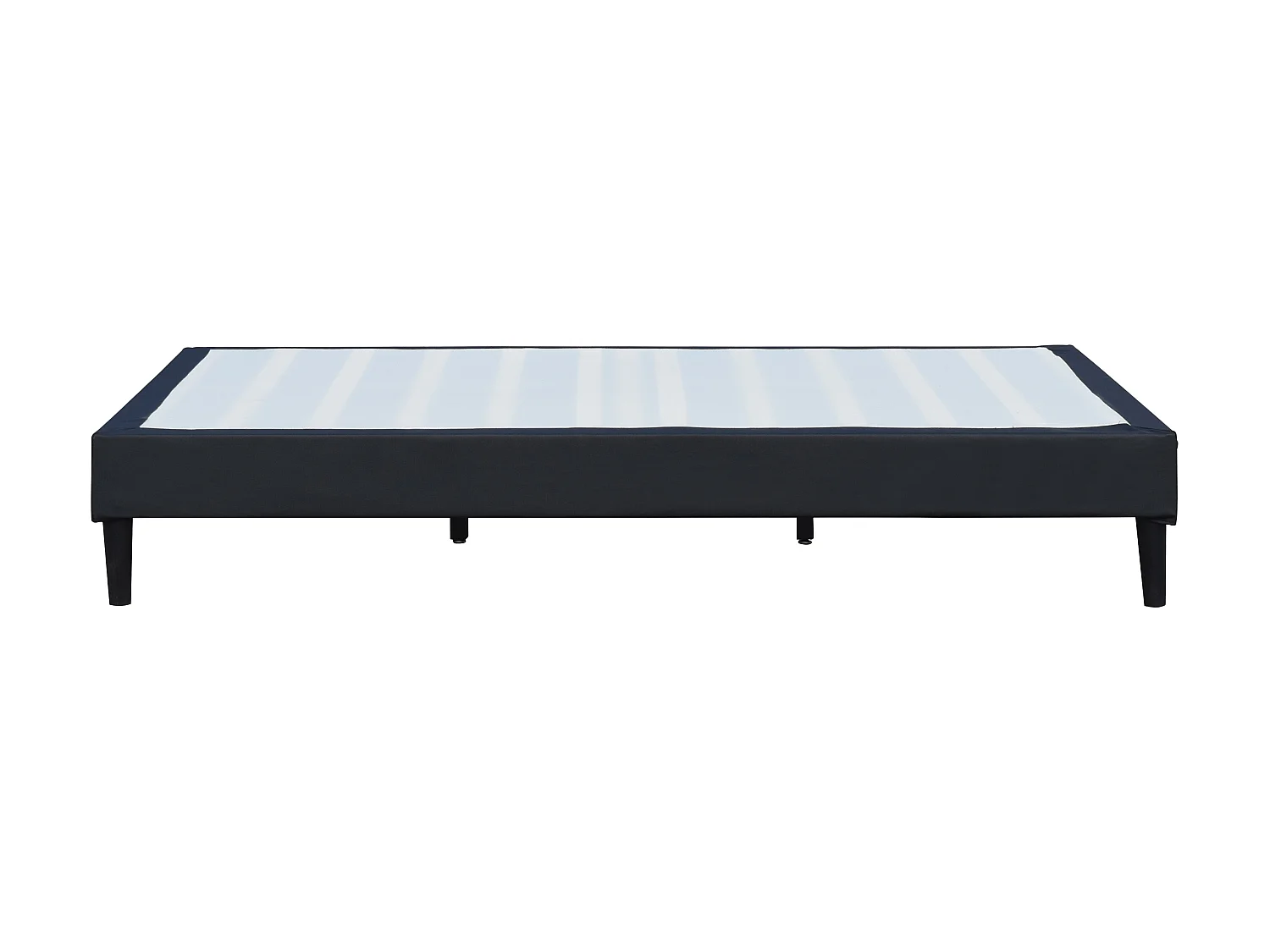 Sommier 90x200 cm Déhoussable Noir Pieds 20 cm 13 Lattes Tissu 100% Polyester Rembourrage Mousse