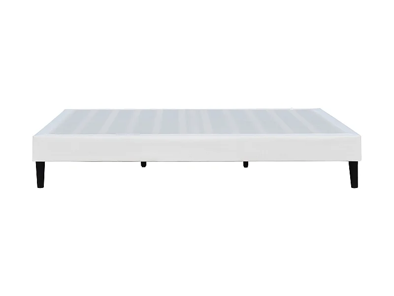 Sommier 200x200 cm Tapissier déhoussable Housse Lavable Blanc + Pieds 20 cm 13 Lattes Opale