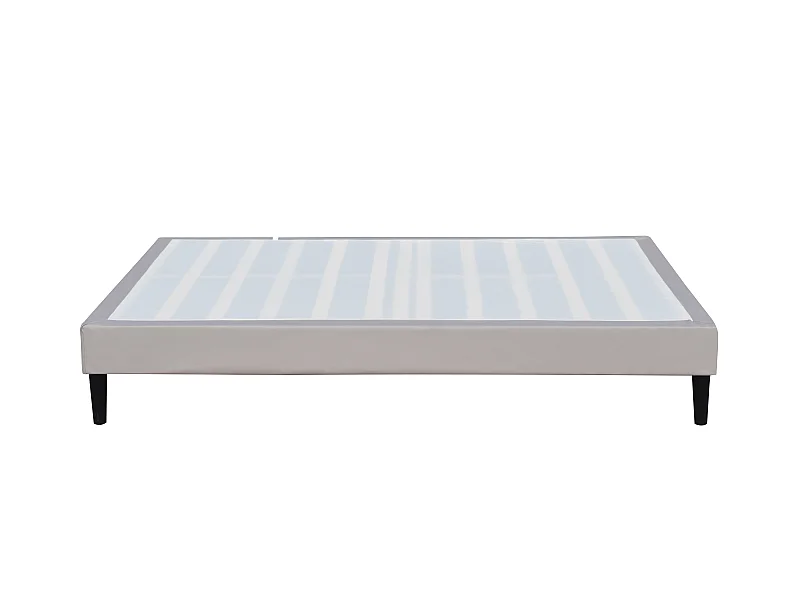 Sommier 90x190 cm déhoussable Gris avec pieds 20 cm et 13 lattes en opale, tissu polyester 100%