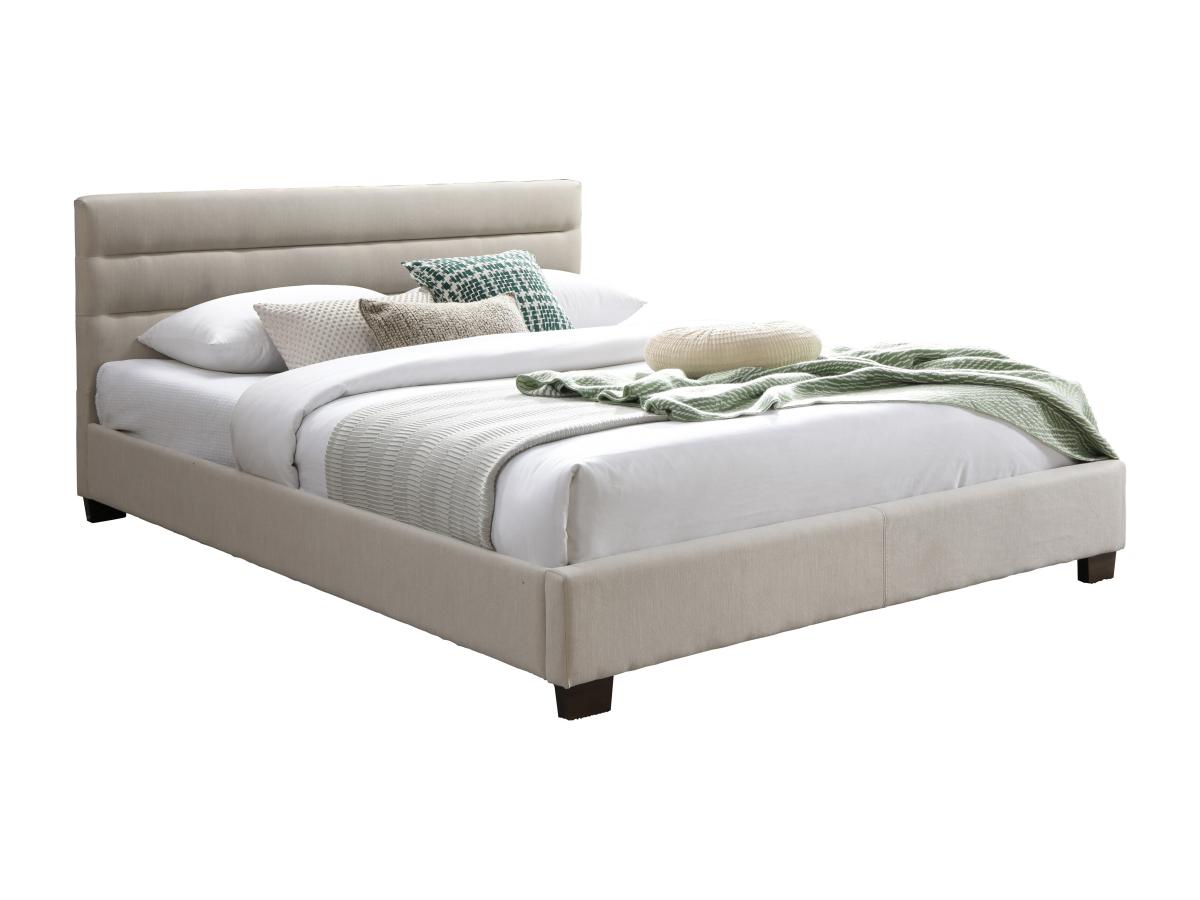 Polsterbett - 140 x 190 cm - Stoff - Beige - FAUSTIN günstig online kaufen