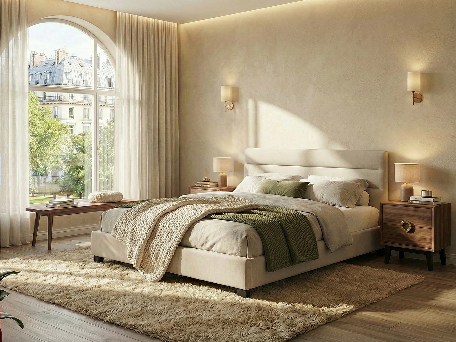 Polsterbett - 160 x 200 cm - Stoff - Beige - FAUSTIN günstig online kaufen