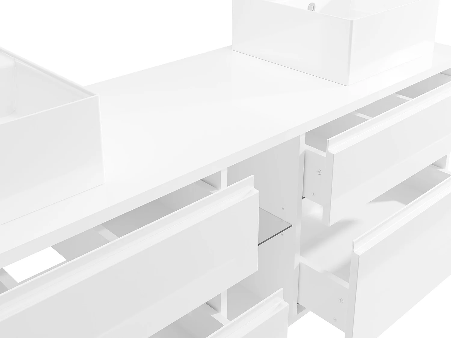 Meuble de salle de bain suspendu avec double vasque et miroirs - Blanc - L150 cm - MAGDALENA II