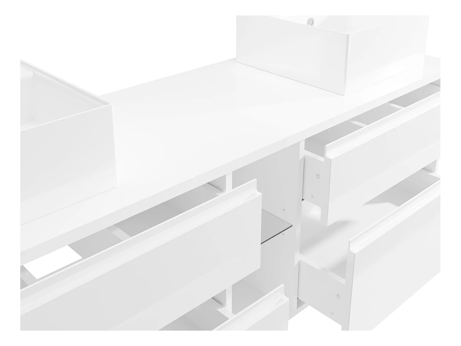 Meuble de salle de bain suspendu avec double vasque et miroirs - Blanc - L150 cm - MAGDALENA II