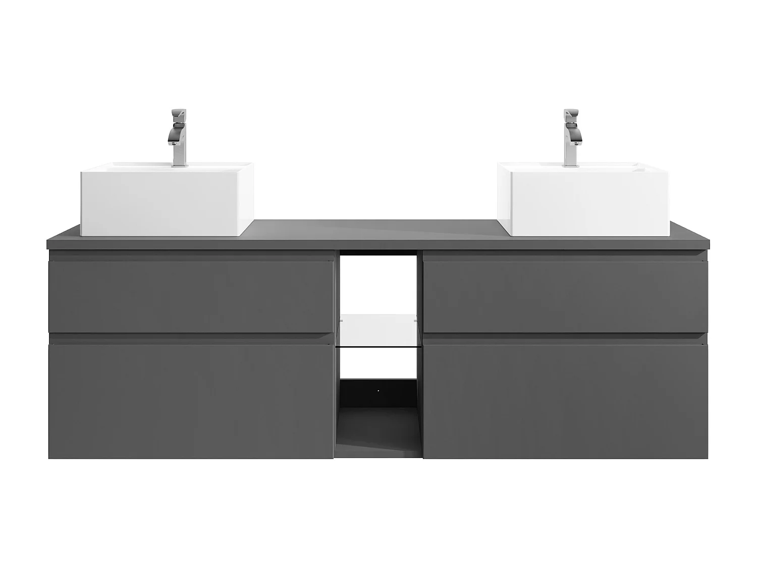 Mueble de baño flotante con doble lavabo - Gris - 150 cm - MAGDALENA II