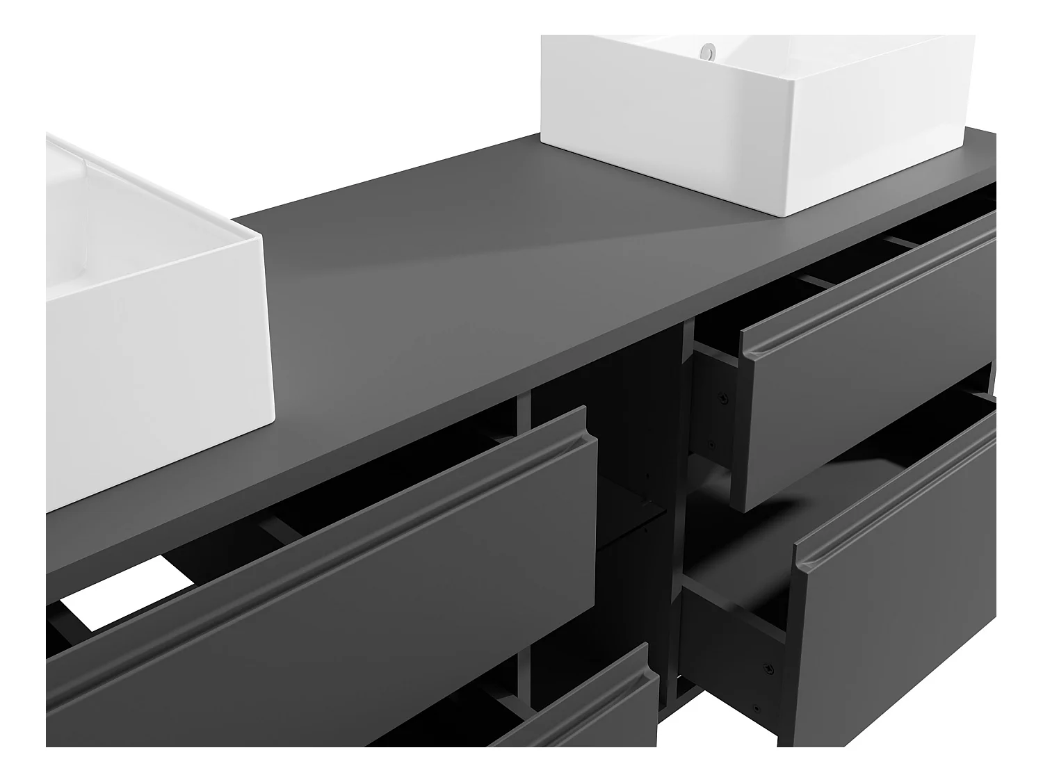 Mueble de baño flotante con doble lavabo - Gris - 150 cm - MAGDALENA II