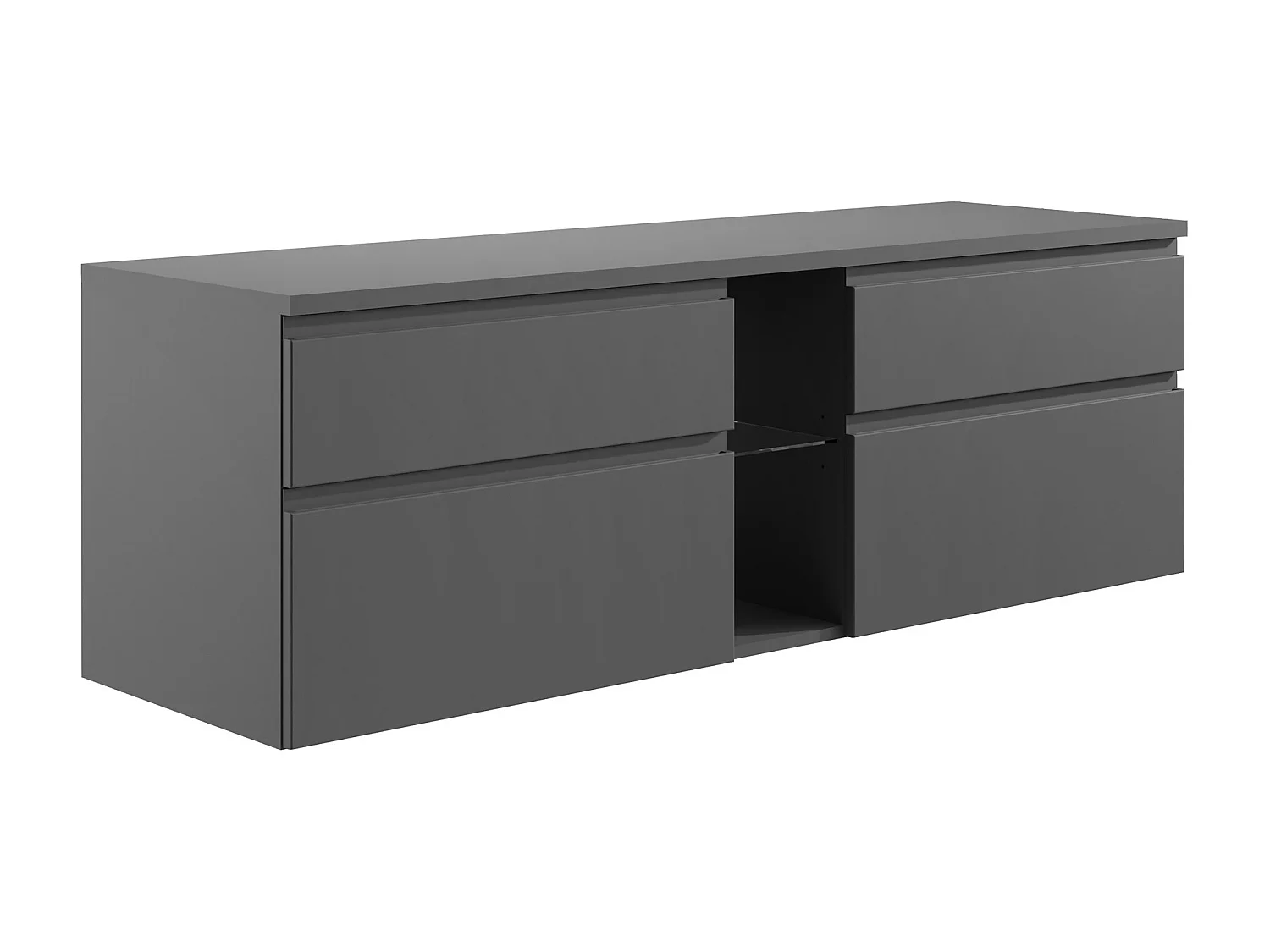 Mobile per bagno sospeso con doppio lavabo e specchi 150 cm Grigio - MAGDALENA II