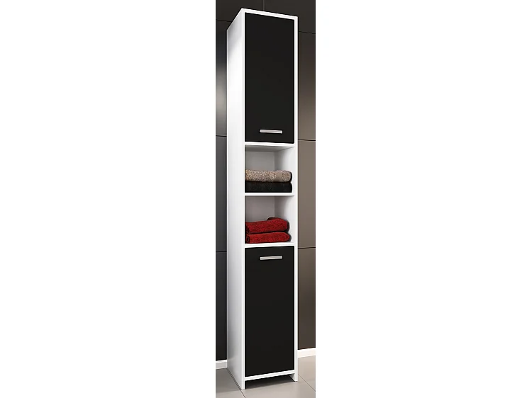 Bathroom furniture high cabinet Zalo White / Black H. 180 x W. 30 x D. 30 cm