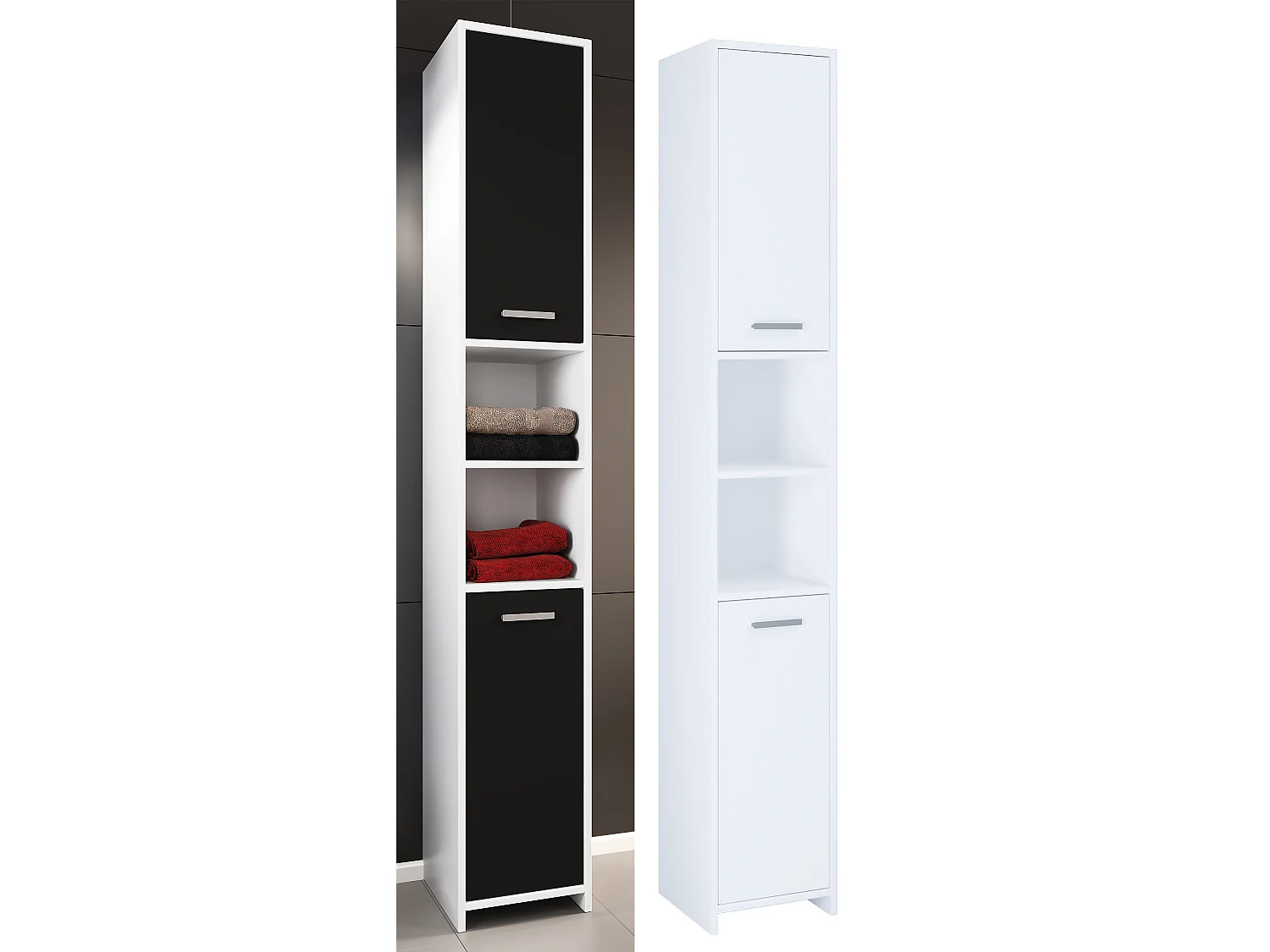 Bathroom furniture high cabinet Zalo White H. 180 x W. 30 x D. 30 cm