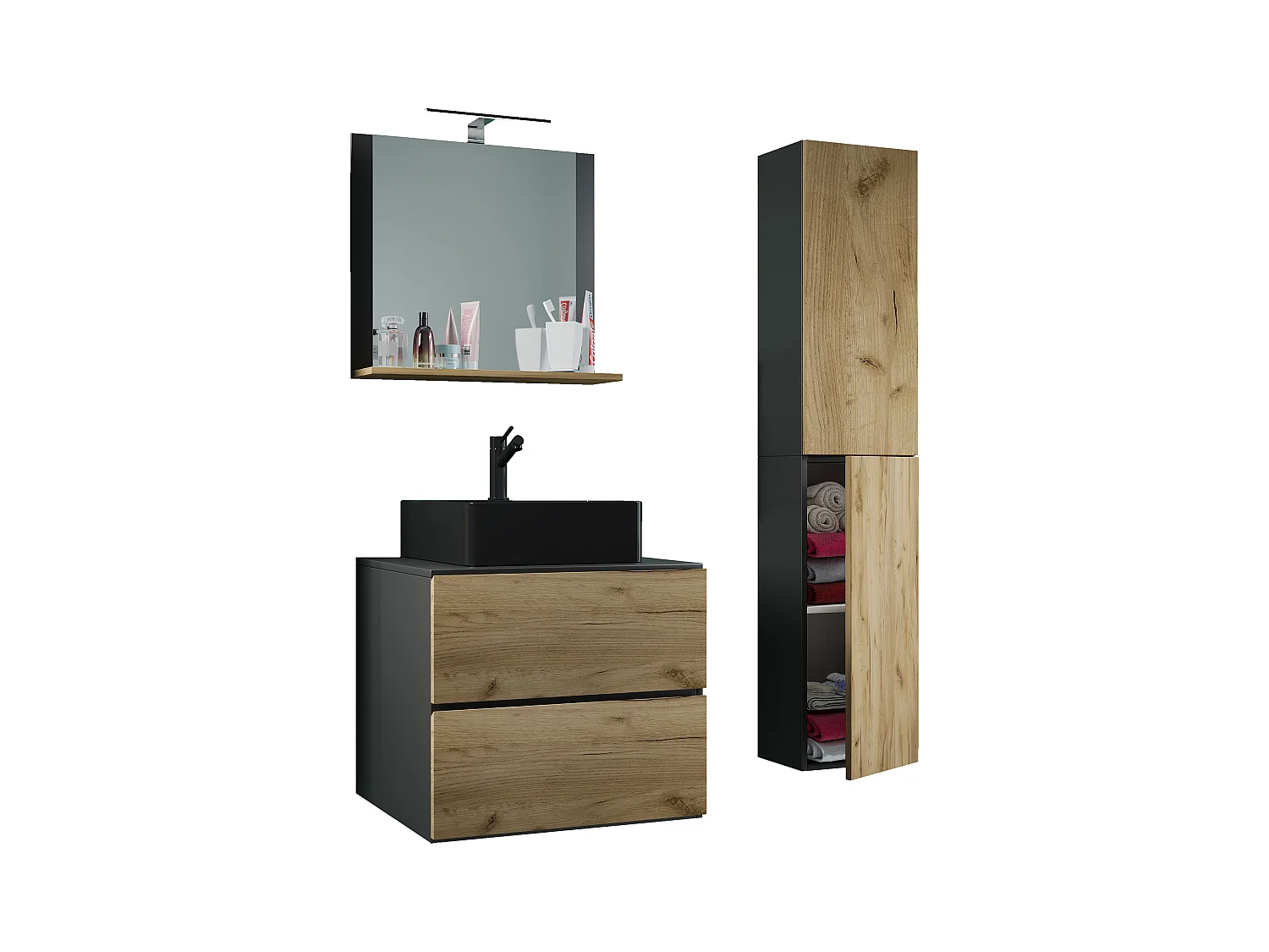 4-tlg Waschtisch Badmöbel Lendas 60 cm L Schublade