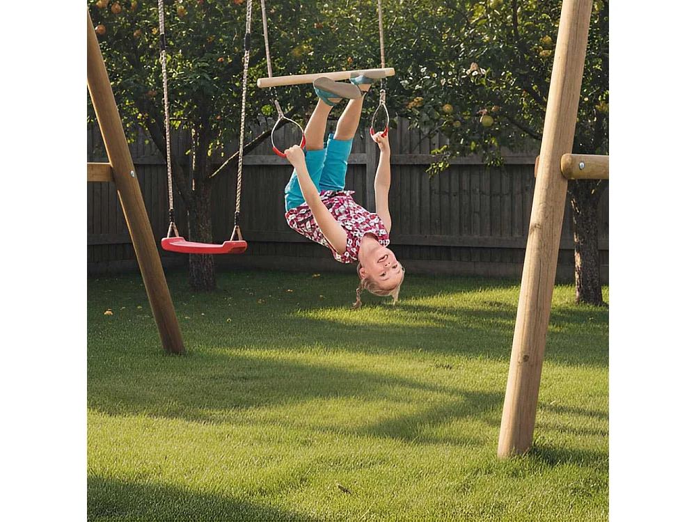 Trapèze en bois dur avec anneaux métal Cordes en chanvre synthétique