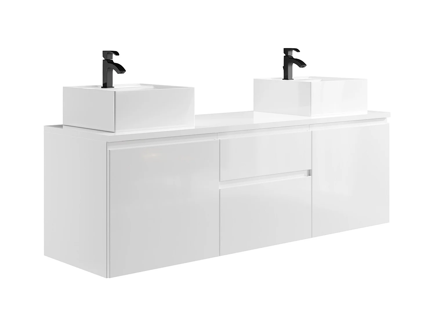 Conjunto suspenso para casa de banho com lavatório duplo cor branco - JIMENA