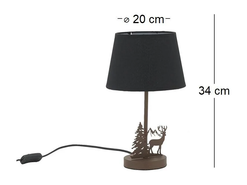 Lampe en métal Cerf avec abat-jour noir