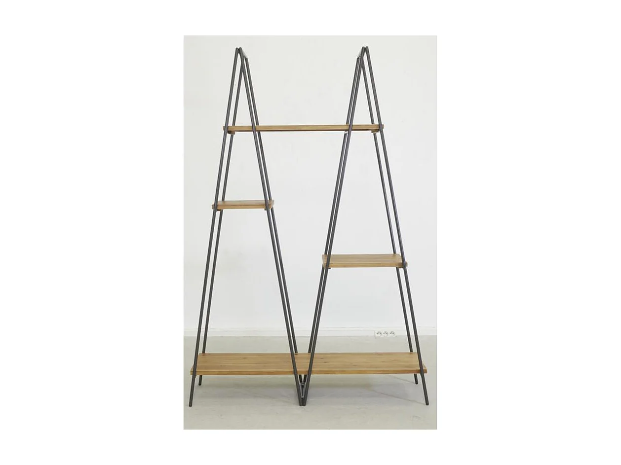 Étagère 4 niveaux en métal et bois